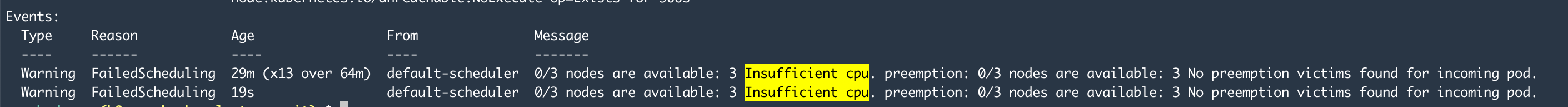 Kubernetes Insufficient CPU Error